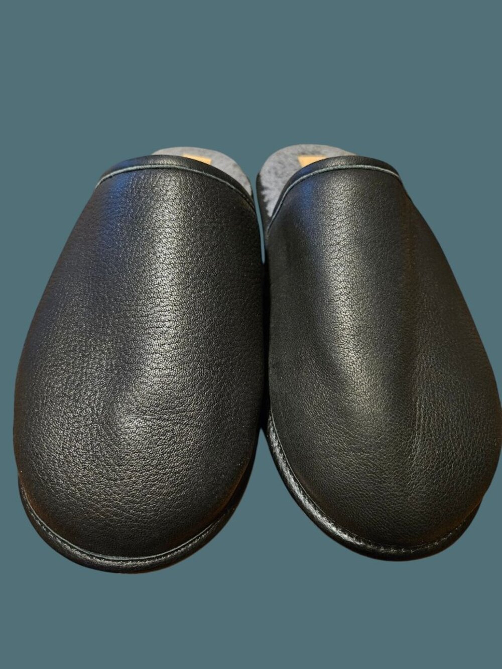 Brooks Brothers Shearling Lined Black Leather Slippers Men Size 9 - Picture 6 of 10